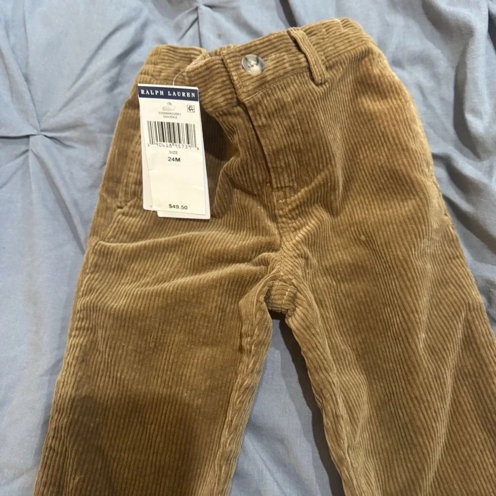 Infant Boys Light‎ Brown Ralph Lauren Polo Adjustable Corduroy Pants 24 M NWT